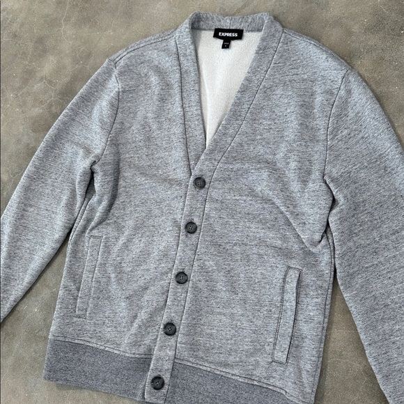 Express Men’s Gray Cardigan Sweater - Picture 3 of 9